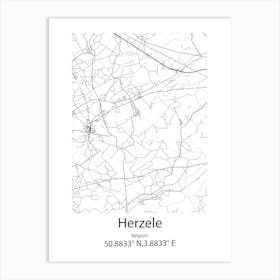 Herzele,Belgium Minimalist Map Art Print