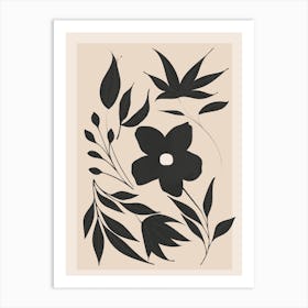Abstract Flowers With Leaves 3 Art Print