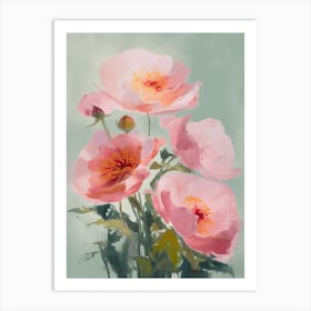 Roses Flowers Acrylic Painting In Pastel Colours 1 Art Print