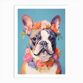 Bulldog Portrait With A Flower Crown, Matisse Painting Style 4 Art Print