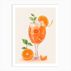 Aperol With Ice And Orange Watercolor Vertical Composition 45 Art Print