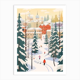 Retro Winter Illustration Moscow Russia 2 Art Print