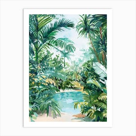 Tropical Jungle Watercolor Painting Art Print