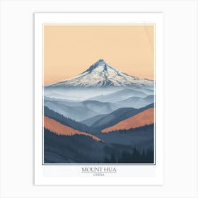 Mount Hua China Color Line Drawing 5 Poster Art Print