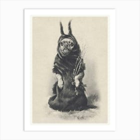 Victorian Christmas Krampus Chihuahua ~ 1900s Sketch for Greeting Cards Adorable Gothic Dog Art Print