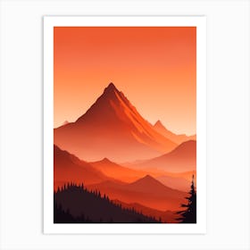 Misty Mountains Vertical Background In Orange Tone 21 Art Print