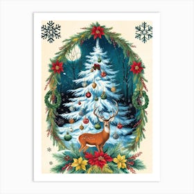 William Morris Christmas Tree With Deer 1 Art Print