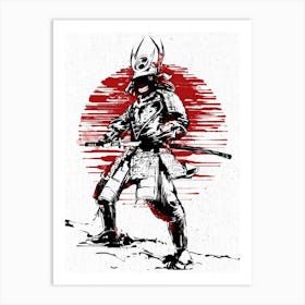 Red Sun Samurai Displate Art Print