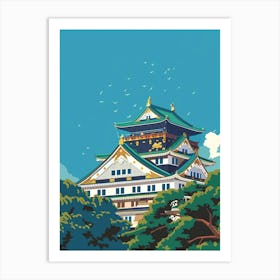 Osaka Castle 1 Colourful Illustration Art Print