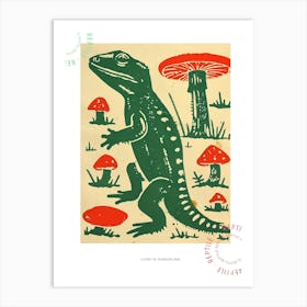 Lizard With Mushrooms Bold Block 4 Poster Art Print