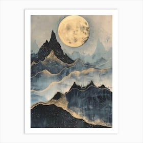 Moonlight Over Mountains 1 Art Print