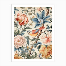 Chinese Floral Wallpaper Art Print