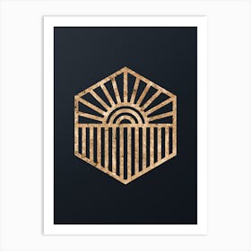 Abstract Geometric Gold Glyph on Dark Teal n.0440 Art Print