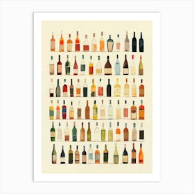 Bottles Vintage Bar Cart Cocktail Print Art Print