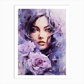 Girl With Roses Art Print