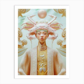 "Surreal Beauty: Crab on Head" Art Print