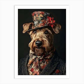 Christmas Airedale 2 Art Print