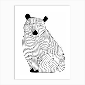 Bear Drawing animal lines art Art Print