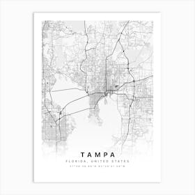 Tampa Florida USA White Map Poster