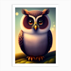 Cute 3d Owl Art Print