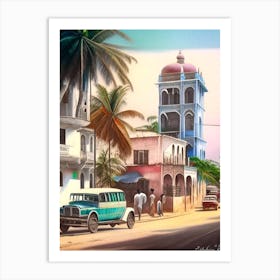 Mombasa Kenya Soft Colours Tropical Destination Art Print