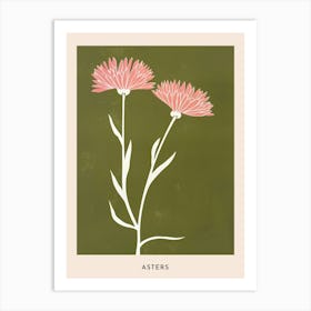 Pink & Green Asters 3 Flower Poster Art Print