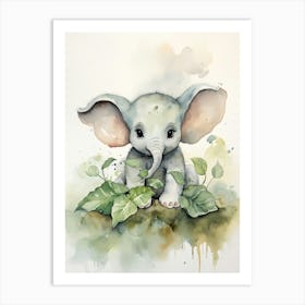 Elephant Painting Writing Watercolour 1  Art Print