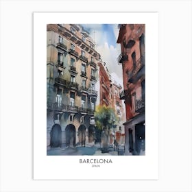 Barcelona Watercolour Travel Poster 4 Art Print
