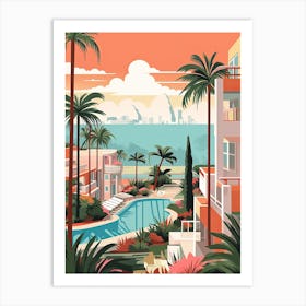 Miami Beach Florida, Usa, Graphic Illustration 4 Art Print