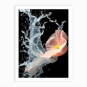 Water Splash And Flower Blossom Art Print