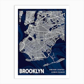 Brooklyn Crocus Marble Map Art Print