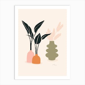 Vases Plants & Bunny Tails Art Print