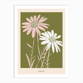 Pink & Green Daisy 3 Flower Poster Art Print