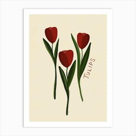 Neutral Red Tulips Art Print