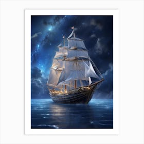 Ship In The Night Sky 1 Art Print