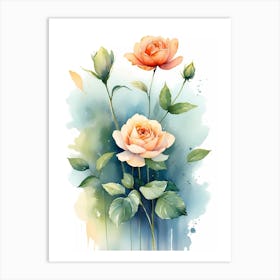 Watercolor Roses 6 Art Print