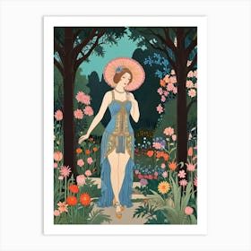 Girl In A Garden Art Print