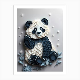 3d Paper Art of a panda bear Art Print