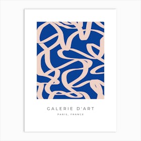 Blue And Beige Mid Century Modern Abstract Lines Art Print