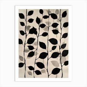 'Black And White Leaves' 1 Art Print