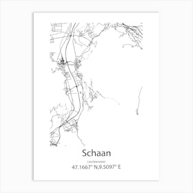 Schaan,Liechtenstein Minimalist Map Art Print