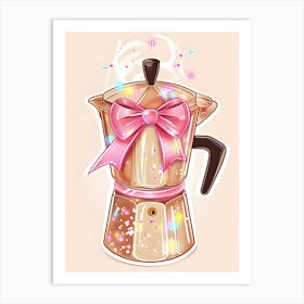 Coffee Maker With Pink Bow Art Print