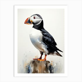 Digital Puffin Watercolor Art Art Print