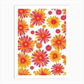 Aster Floral Print Retro Pattern1 Flower Art Print