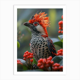 Bird Perched On Berries Art Print