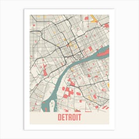 Detroit Map Poster Art Print