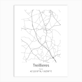 Treillieres,France Minimalist Map Art Print