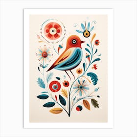 Scandinavian Bird Illustration Sparrow 1 Art Print