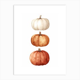 Watercolor Pumpkins Fall Wall Art Art Print