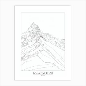 Kala Patthar Nepal Line Drawing 8 Poster Art Print